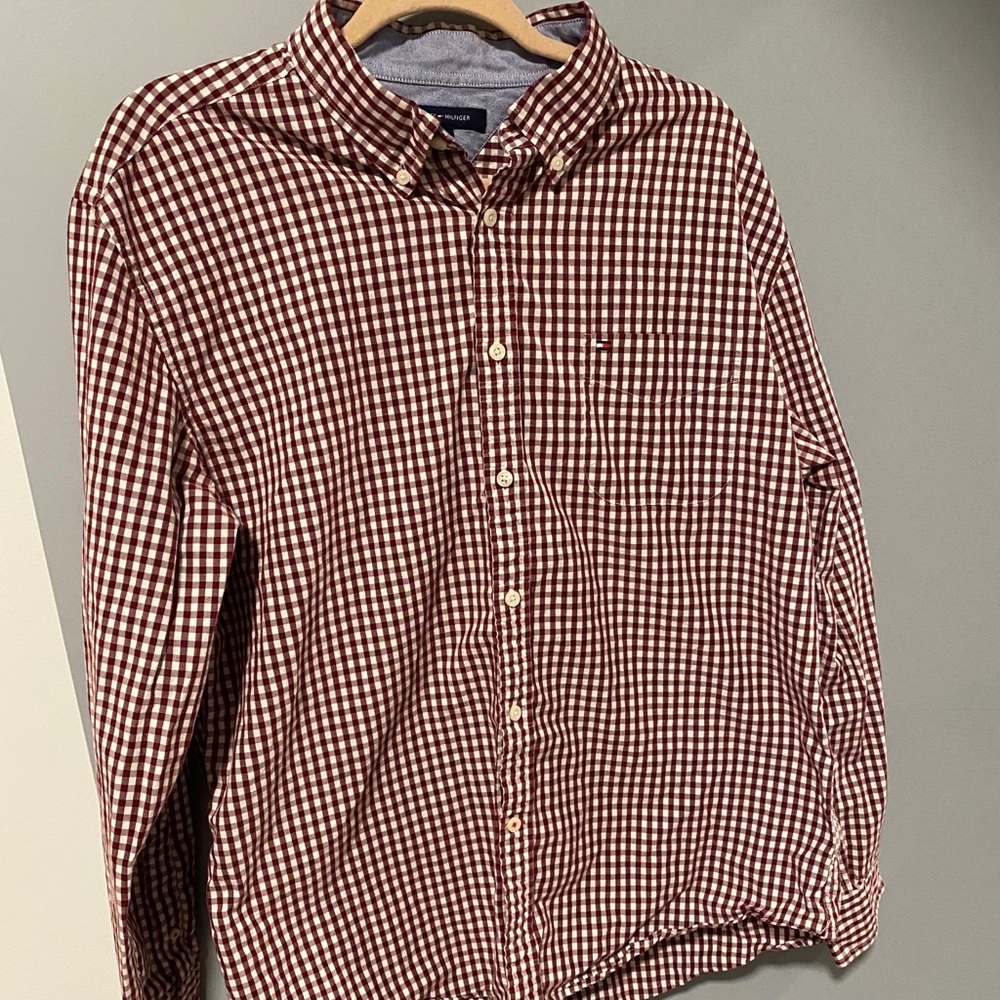Tommy Hilfiger Red check button casual dress shirt